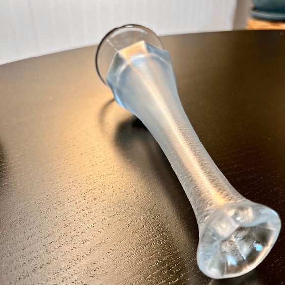 Vintage FENTON 8” Iridescent Velva Iridescent Blue Stretch Glass Footed Bud Vase - Picture 5 of 6